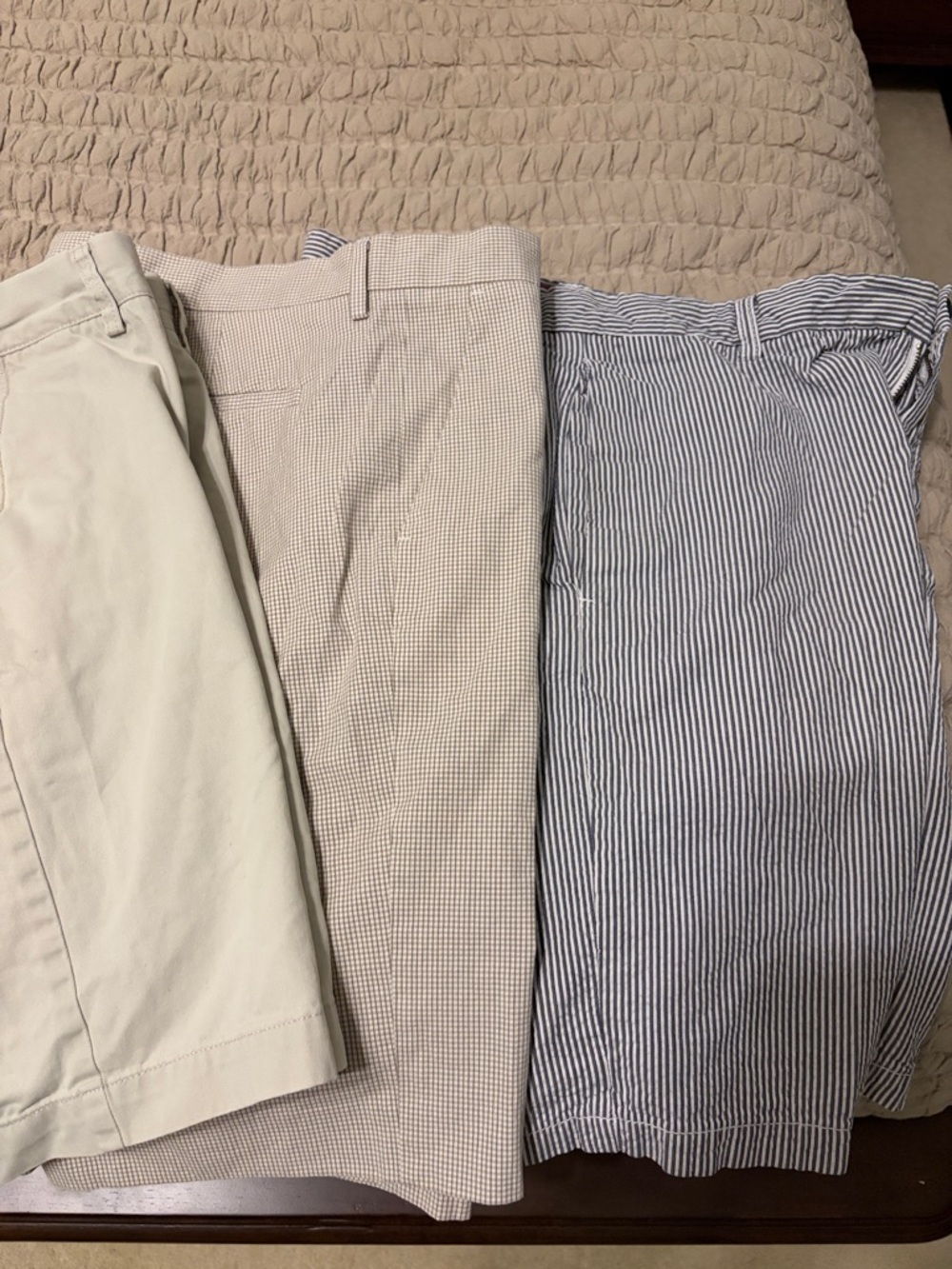 Men's Chino & Patterned Shorts - Off-White, Light Tan, Navy Stripe